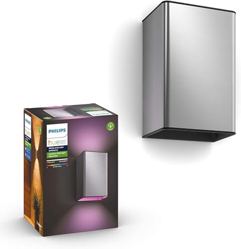 Philips Hue Resonate Außen-Wandleuchte, Gartenbeleuchtung, Silber – Ansicht 1