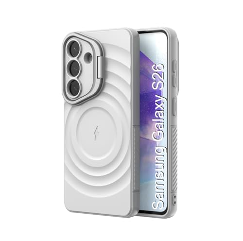 Image of LuxuryKase Shockproof Case for Samsung Galaxy S26 | Ripple Pattern | Camera Protection | Inner Velvet Fabric Lining | Protective Cover with Enhanced Grip & Wireless Charging Support - White