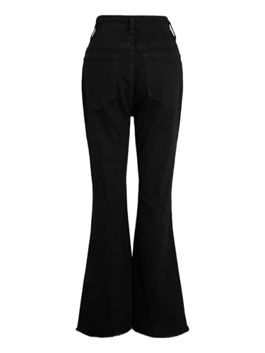 Milumia Girl's Raw Hem Flare Jeans Long Bell Bottom Wide Leg Denim Pants with Pockets2