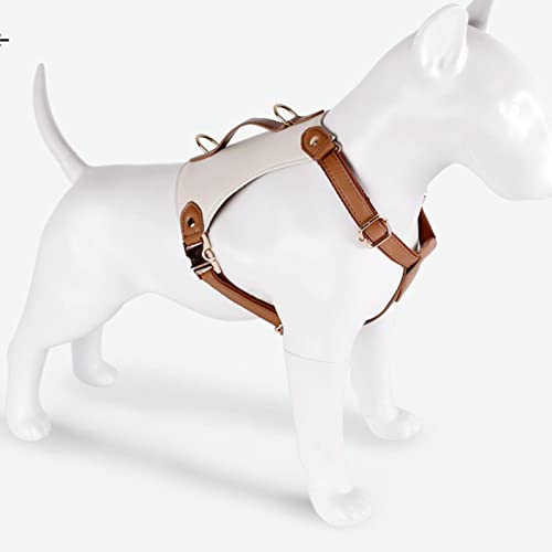 Pet Leather Medium Dog Harness Adjustable Shoulder Straps Vest Style Leash Dog Harness Handle Reflective Outdoor Training Set,Black,S #TOP1