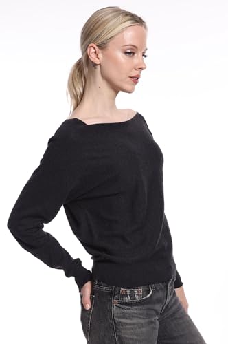 Image of Minnie Rose Womens Long Sleeve Off The Shoulder Cotton Cashmere Pull Over Sweater