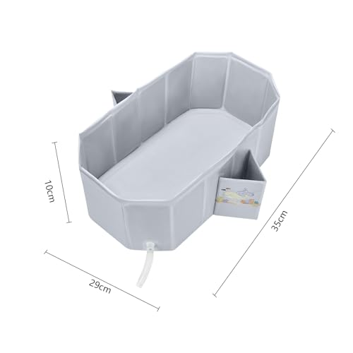 Image of Baby Bathtub for Newborn to Toddlers 1-6 Y, Foldable Infants Babies Bath Tub with Non-Slip Base and Drain Plug, Portable Bathtub for Home Outdoor (Light Grey, 78-45-30CM)