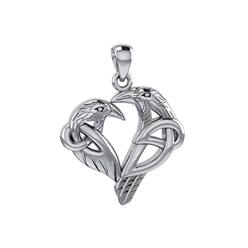 Sterling Silver Heart Raven Pendant Gift Jewelry for Women 18