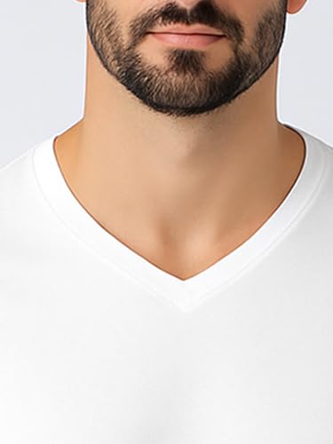 Image of Friskers Men's V-Neck Short Sleeves Cotton T-Shirt - Casual T-Shirt, Regular Fit