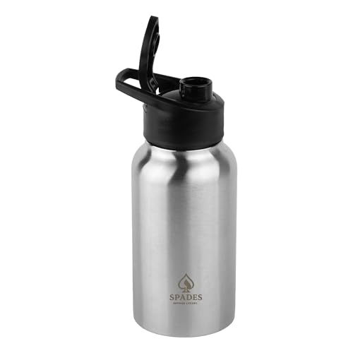 SPADES Sipper Stainless Steel Water Bottle 500 ml | Black & Silver Gradient Matte Finish | BPA-Free, Leak-Proof, Durable Bottle for Gym, Travel & Office | (Pack of 1)
