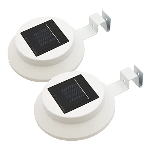 GardenKraft 24280 Clôture gouttière/Support 3 Lampes solaires LED – Blanc (Lot de 2)