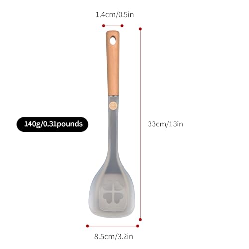 Spatola in silicone, spatole per uso alimentare con anima in acciaio inossidabile, tornitore ad alta resistenza al calore con manico in legno, utensili da cucina senza BPA, spatole per pancake, uova - immagine 3