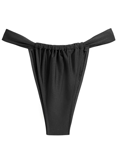 ZAFUL Women's Thong Bikini Bottom Low Waisted High Cut Cheeky Bathing Suit Bottoms with Adjustable Coverage4