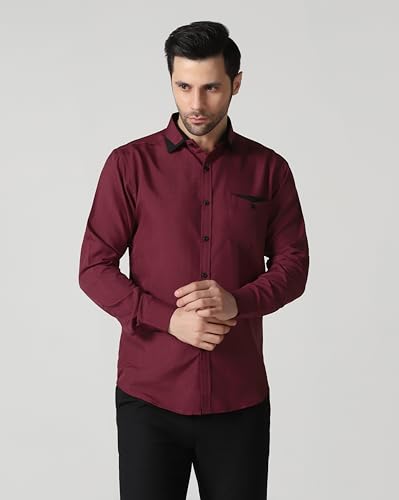 Image of TAGDO Men's Full Sleeve Shirt | Pocket Design and Spread Collar Shirt for Man (2054)
