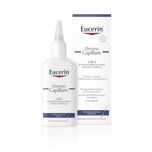 Eucerin DermoCapillaire Urea Kopfhautberuhigendes Intensiv-Tonikum 100 ml, Leave-in Kopfhaut Serum spendet Feuchtigkeit, Psoriasis Kopfhaut Pflege für juckende, schuppige oder trockene Kopfhaut