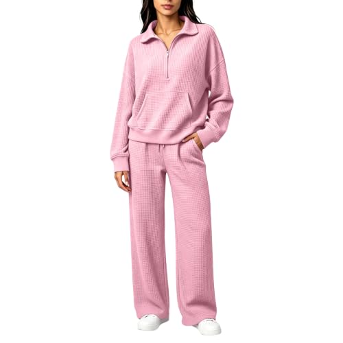 eoeioa Waffle Lounge Set Women Two Piece Going Out Trendy Travel Outfits - image 1