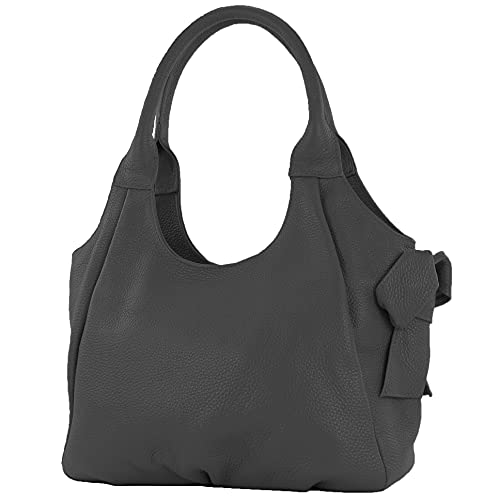 modamoda de - IT28 - ital Sac à bandoulière en cuir pour femme, Noir/cuir., Medium Cover