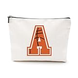 LONGXIN Personalized Makeup Bag - Monogrammed Cosmetic Bags for Girls & Women - Basketball Team Gifts (A-Z Initials)