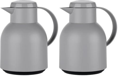 Emsa Samba Isolierkanne, 1 Liter Fassungsvermögen, Quick Press Verschluss, 100% dicht, 12h heiß und 24h kalt, mit Glaskolben… – Ansicht 1