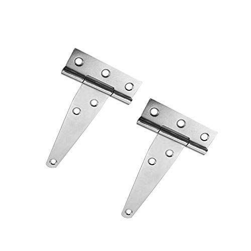 KINDOYO Bisagra en Forma de T - Bisagras Triangulares de Servicio Pesado Bisagra de Puerta para Herrajes a Prueba de Herrumbre, Blanco Zinc, 6 Inch Cover