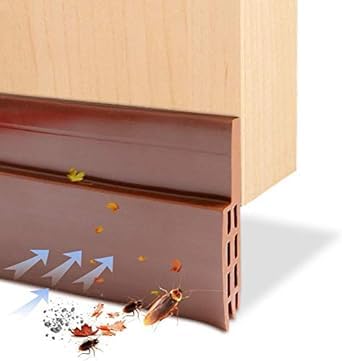 Keetoz Air Gap Waterproof Gel Self-Adhesive Rubber Window/Door Shield Weather-Strip Tape for Cockroach Insect Bugs Stopper (1 m, Brow