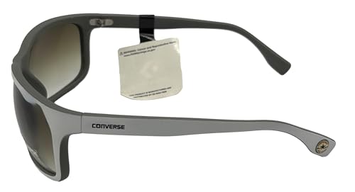 Converse Mens Matte White Gray Rectangle Wrap Plastic Sunglass, H1184