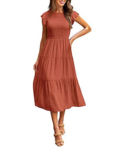 Image of Sexyshine Women's Square Neck Halter Lace Up Criss Cross Maxi Dress Tie Back Sleeveless Smocked Ruched A Line Dress