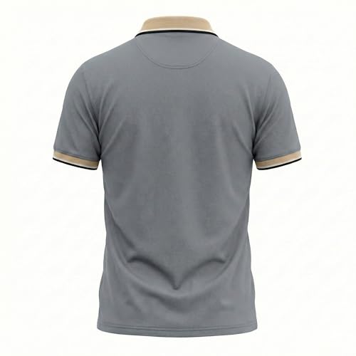 Image of Regular Fit Solid Half Sleeve Casual Tipping Collar Polo T-Shirt for Men