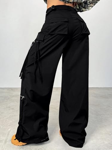 Image of GRECIILOOKS Cargo Pants for Woman | Trousers for Womans |High Waist Cotton Trouser Flared Parachute Pants with Side Pockets |Womens Cargo Pant | Elegant for College & Events (Available in Plus Size)