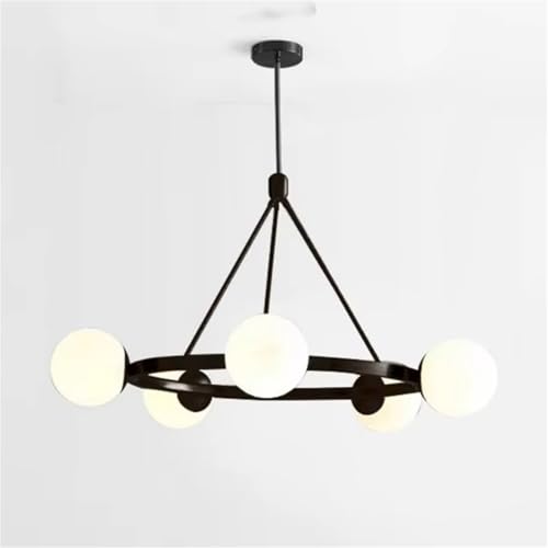 Lustre moderne blanc chaud à 5 têtes pour un éclairage de salon harmonieux