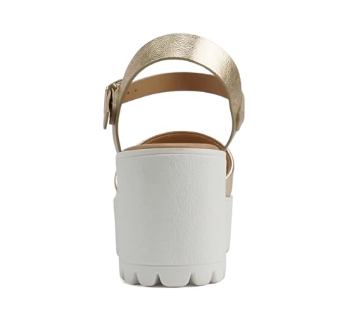 Image of Soda inchStacie inch ~ Women Open Toe Lug Sole Mid Block Heeled Sandals with Adjustable Ankle Strap