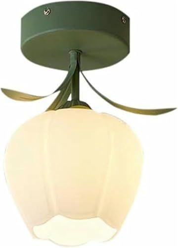Plafonnier fleur vert E27 luminaire semi-encastré pour éclairer un couloir sombre