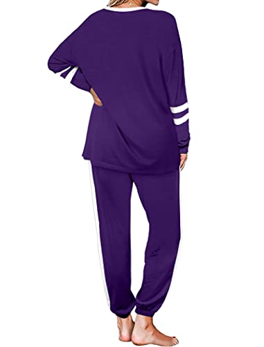 Image of Aloodor Sweatsuit for Women 2 Piece Outfits for Womens Crewneck Sweatshirts Pullover