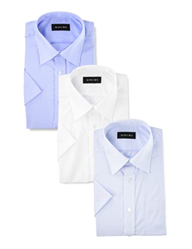 [アオキ] 涼しい 半袖 シャツ 3点セット 形態安定 立体縫製 ビジネス 夏 ワイシャツ メンズ 白×カラー レギュラーカラー 首回り43cmの商品画像（Amazon）