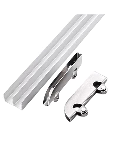Riel deslizante con rodillos antisaltos para puertas de vidrio de 5-8 mm en aluminio de 150 cm