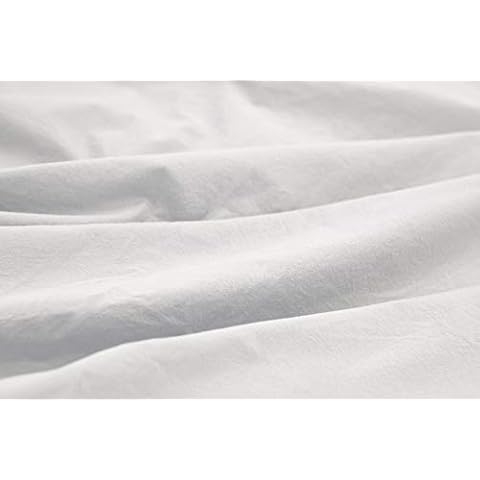L1NK STUDIO Plain dyed fitted sheet for queen bed 150cm or 59" inches (150x200x35cm or 59"x79"x14"inches) 100% cotton (Percale 200 threads) BLANCO Cover