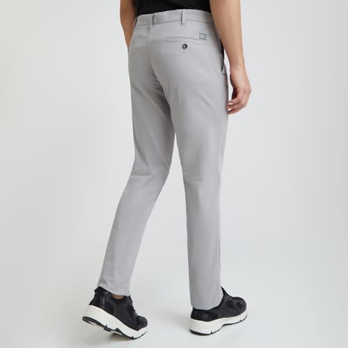 Image of Colorplus Men's Cotton Blend Solid Piece Dyed Pattern Contemporary Fit Flat Front Casual Trouser