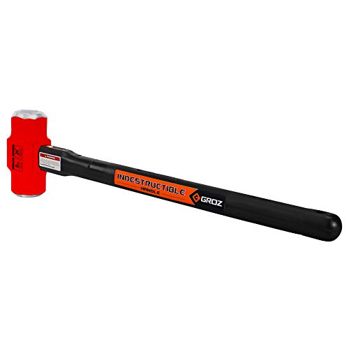 GROZ Heavy Duty 8lb Sledge Hammer with 24-Inch Indestructible Handle | Hard Face Steel Head 52 HRC | Steel Locking Plate | Hi-Visibility Head | Vulcanized Rubber Handle (34512) - Thumbnail 4