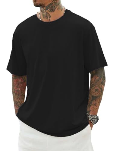 Image of RodZen Oversized Baggy Fit Half Sleeves Round Neck Solid Cotton Blend Combo T-Shirt for Men (Pack of 3)