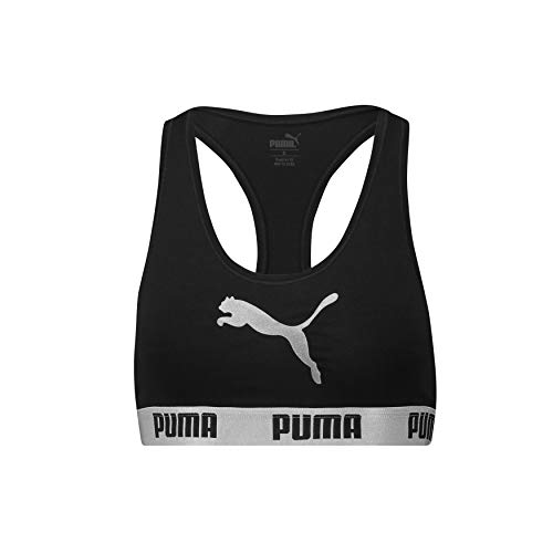 PUMA Damen Racer Back Bra with Cat Logo 1p E-com Sport-BH, Schwarz (Black), 34