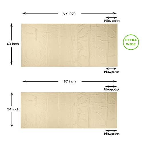 Image of BROWINT Silk Sleeping Bag Liner, Silk Sleep Sack, Extra Wide 87 inchx43 inch & 87 inchx34 inch, Lightweight Travel Sheet for Hotels, Envelop Style 73 inchx34 inch, Hooded Mummy 87 inchx41 inch, More Colors, Reinforced Gussets