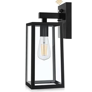SHINE HAI Dusk to Dawn Sensor Outdoor Wall Sconce, Exterior Lantern Fixture with E26 Base, Wall Mount Waterproof Lamp for Porch, Doorway