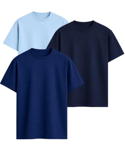Image of VEL Plain 100% Heavy Cotton Oversized T-Shirt Baggy Fit Drop Shoulder Half Sleeves Round Neck Solid 100% Cotton T-Shirt for Men (Pack of 3)