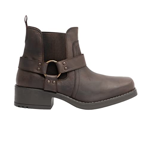 MENS GRINGO'S HARLEY BROWN HARNESS GUSSET WAXY LEATHER BIKER COWBOY BOOTS M486B-UK 10 (EU 44)