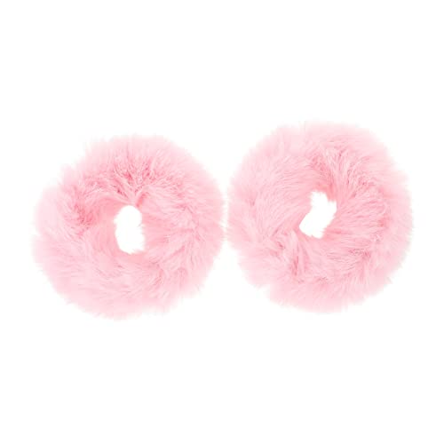 GALPADA 2 Gomas Para El Pelo De Piel Sintética Para Rizos Gruesas Esponjosas Para Peinar Para Coletas Elásticas Color Rosa