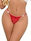 Tanga Damen Sexy Dessous Höschen String Tanga Sexy Dünn Große Größen Micro Bikini Mini G-string T-back Slip Erotisch Hipster Unterwäsche Damen Spitze Thong Niedrige Taille Übergröße Mollige Rot,M