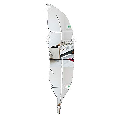 Ogquaton Premium Qualité Plume Miroir Stickers Muraux Moderne DIY Mode Home Decal Salon Muraux