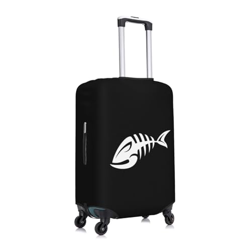Bone Fish Skeletons Travel Luggage Cover Suitcase Protector Fits 26-28 Inch Case(Black,L)2