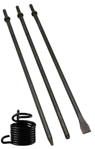Victeut Pneumatic Punch and Cold Chisel 18'' Long 3-Piece Set, 7/32'' Point Tip, 3/8'' Point Tip, 3/4'' Flat Chisel, 0.401