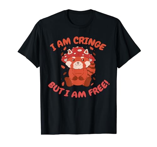¡SOY CRINGE PERO SOY LIBRE! Meme de hongo panda rojo divertido Camiseta