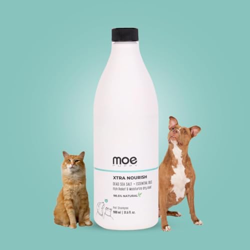 Image of Moe Puppy Xtra Nourish: Herbal Dog Shampoo for Itchy Skin, Allergies, and Dry Coat | Anti-Fungal, Antibacterial, pH Balanced for Dogs & Cats (900 ML)