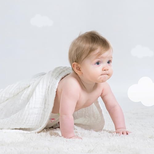 Image of EMME Muslin Blankets for Adults Throw Blanket for Couch Breathable Gauze Soft Lightweight Airy White Baby 40 inch x 50 inch