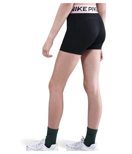 Image of Nike Girls Pro Shorts (Little Kid /Big Kid) Black /Med Soft Pink /White X-Small Little Kid