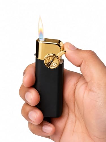 Image of This refillable Pocket Lighter is Crafted with a Durable Plastic Body and Designed for Reliable Ignition Even in Windy Conditions. Operating on Oil Fuel (Classy Black)