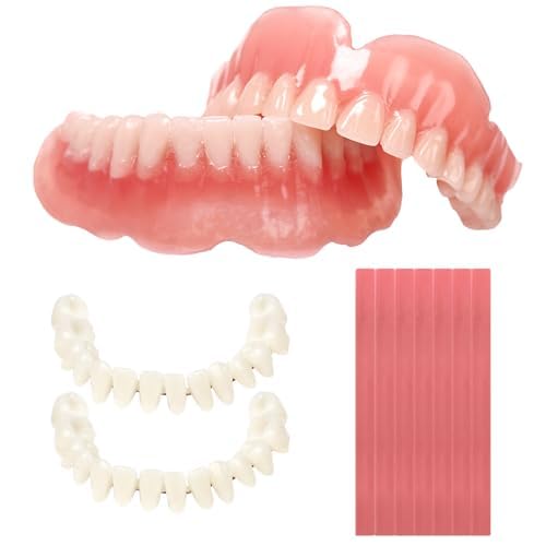 DIY Denture Kit for Upper & Lower Teeth, Temporary Self-Fit Dentures for Missing Teeth